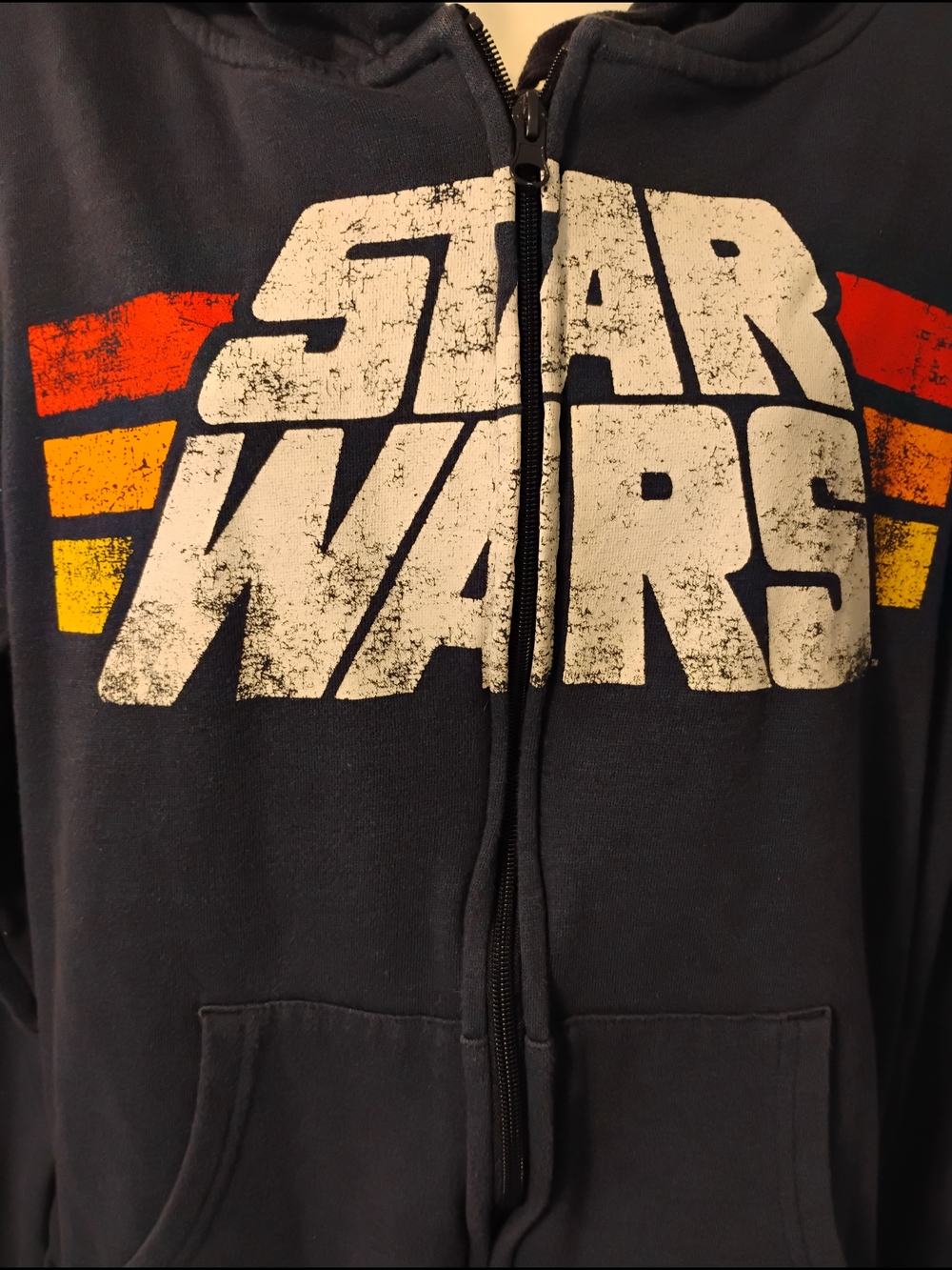 Star Wars Navy And Retro Colored Zip Up Hooded Sweatshirt - Picture 3 of 5